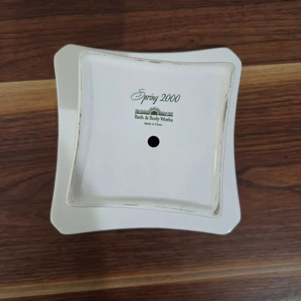 Vintage Bath & Body Works Floral Pedestal Candle Holder 7x7